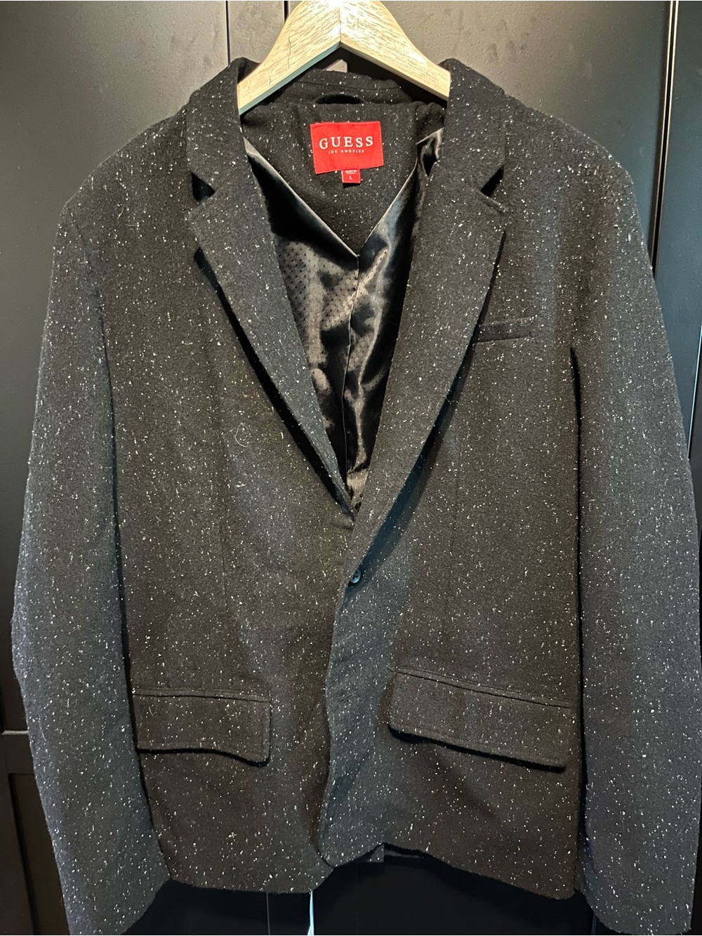 GUESS Black Speckled Tweed Blazer Jacket Women’s Large L